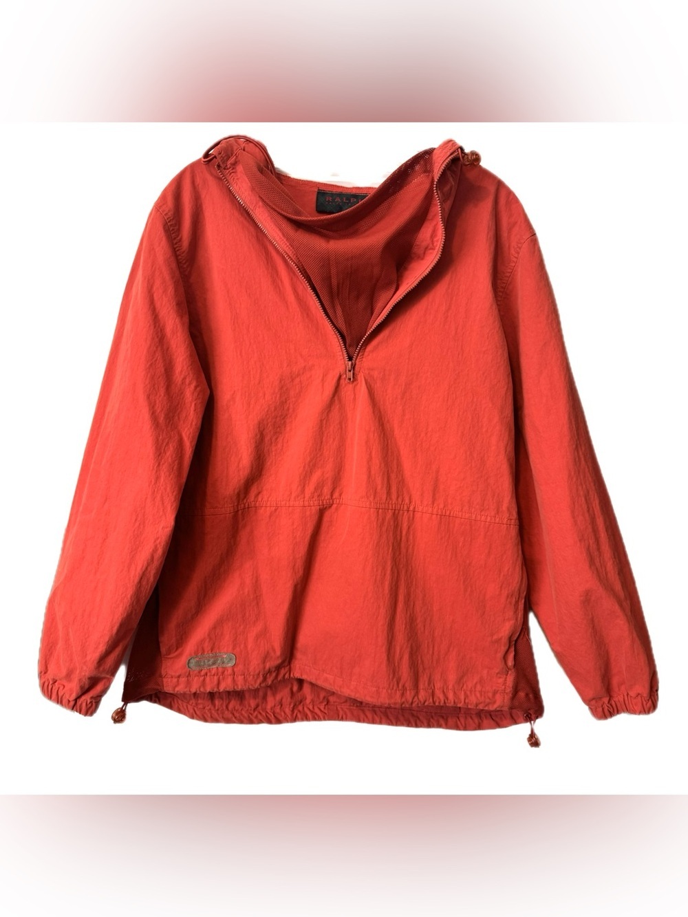Vintage Ralph by Ralph Lauren Hooded Anorak Windbreaker Jacket Mesh Red Orange M